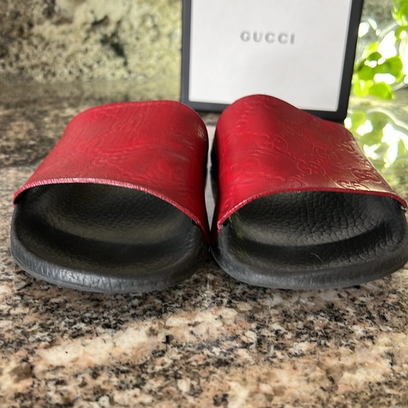 Gucci Guccissima Red Slides - Picture 3 of 7